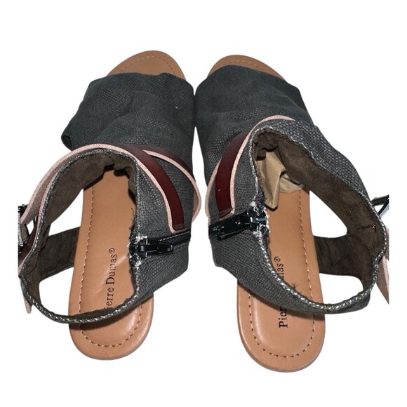 Pierre Dumas Brenna-1 Sandals 8.5 Denim Blue Boho Ankle Strap Open Toe Flats - Picture 6 of 16